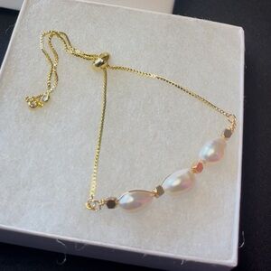 Gold and White Pearl Bracelet